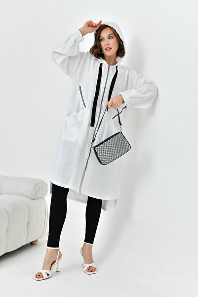 FTZ WOMEN Kadın Fermuarlı Kapişonlu Kap Ekru 30754