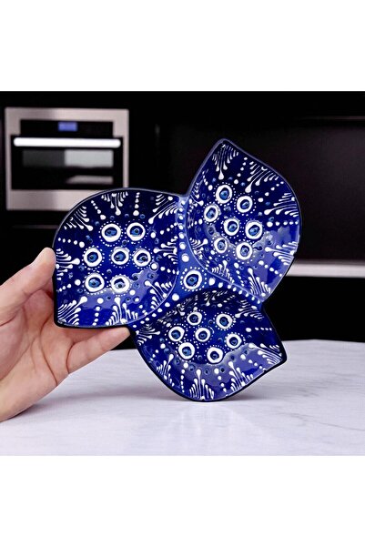 sharp&art EL İŞLEMESİ SERAMİK KAHVALTILIK,ÇEREZLİK, SOSLUK, 3 BÖLMELİ, PRATİK...