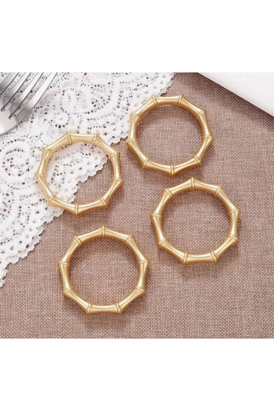 İsmet toka 6 ADET - Bambu Peçete Halka Yüzük Bamboo -Metal Aksesuar