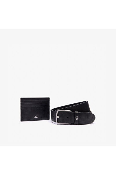 Lacoste Elegance Erkek Deri 2'li Siyah Hediye Seti