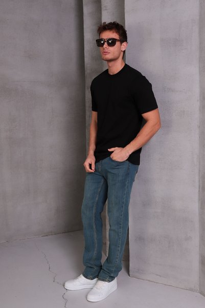 COTTONLAB Unisex Slim Fit Slim Fit 100% Cotton Soft-Textured Black Crew Neck T-Shirt