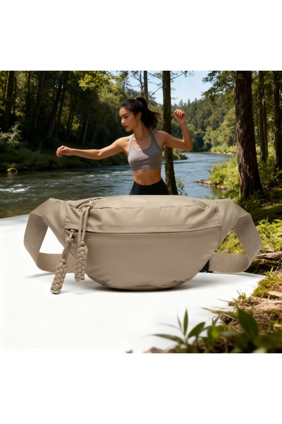 wellwich Bej Çapraz Çanta Bel Çantası Spor Çantası Ultra Hafif Oxford Kumaş S...