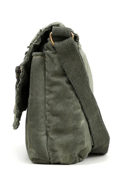 Old Cotton Cargo 7136 Small Khaki Green Shoulder Bag Canvas Bag School Tablet Casual