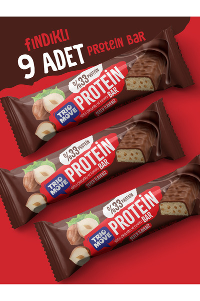 TrioMove Protein Bar - Fındıklı, %33 Protein, 50 g x 9 Adet Trio Move