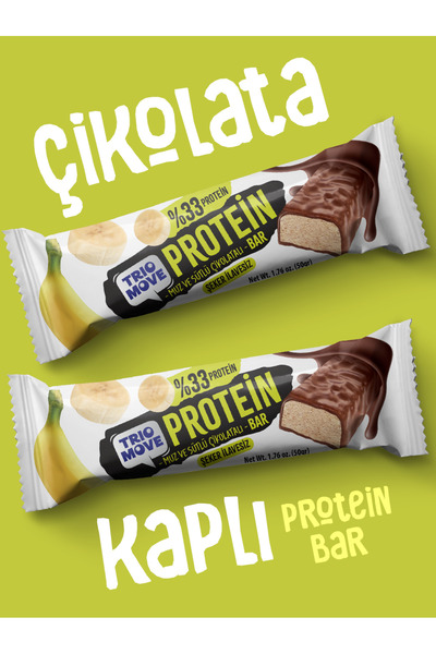 TrioMove 50 Grams Protein Bar - Banana 33% Protein, 50 g X 9 Pieces Trio Move
