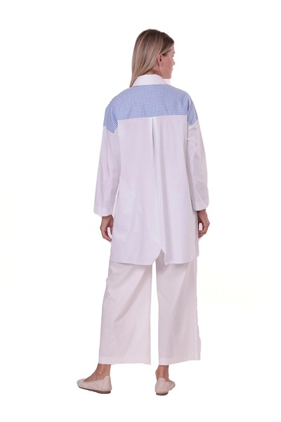 Invee 7138 Риза с джоб и детайли - бяла