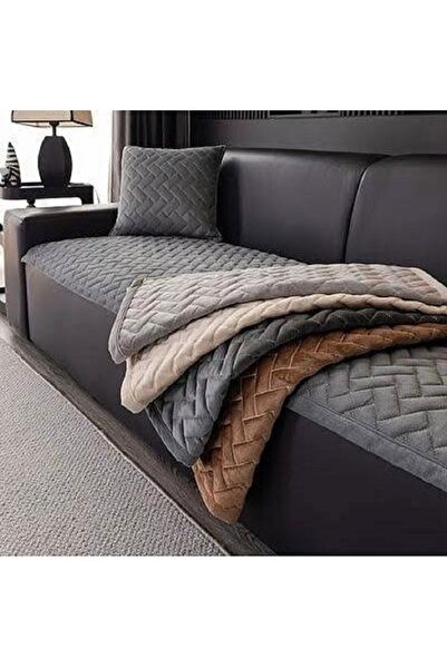 DECORA CASA HOME COLLECTİON Tek Parça Kaymaz Tapan Kapitone Desen Koltuk Örtüsü Çekyat Kılıfı (70x190)