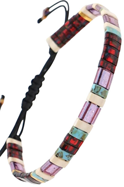 NAZLI TAKILAR سوار بيكاسو ميوكي تيلا مصنوع من الخرز الزجاجي قابل للتعديل ومزي...