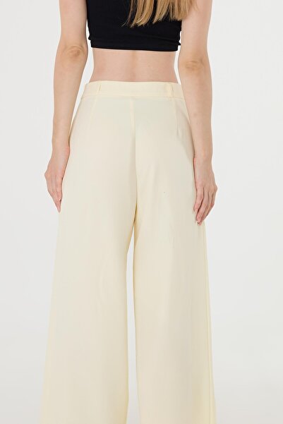 Hazel Kadın Sarı Pile Detaylı Palazzo Pantolon