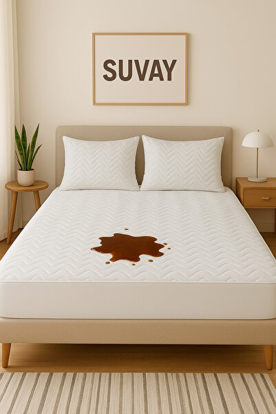 SUVAY Kapitoneli Fitted Full Kenar Su Sıvı Geçirmez Yatak Koruyucu Alez Çarşaf Bebek Tek Çift Battal