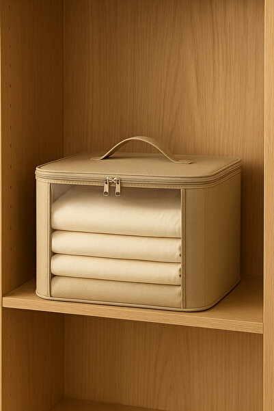 HİG HOME حقيبة تخزين الملابس والسترات - منظم قماشي قابل للطي مع نافذة