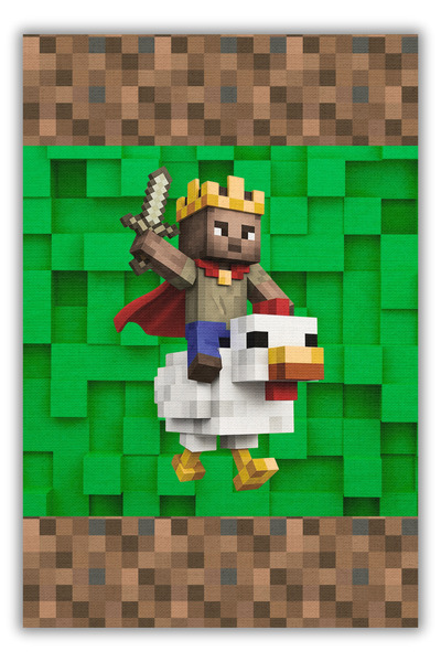 The Reef Design Minecraft Halısı Dijital Baskılı Kaymaz Tabanlı Antialerjik Chicken Jokey Figürlü Çocuk Halısı