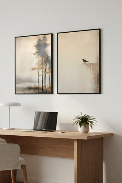 Artte Ahşap Çerçeveli 2li Tablo Seti