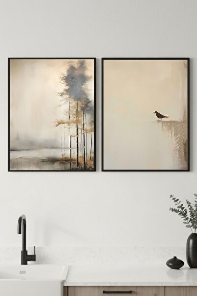 Artte Ahşap Çerçeveli 2li Tablo Seti