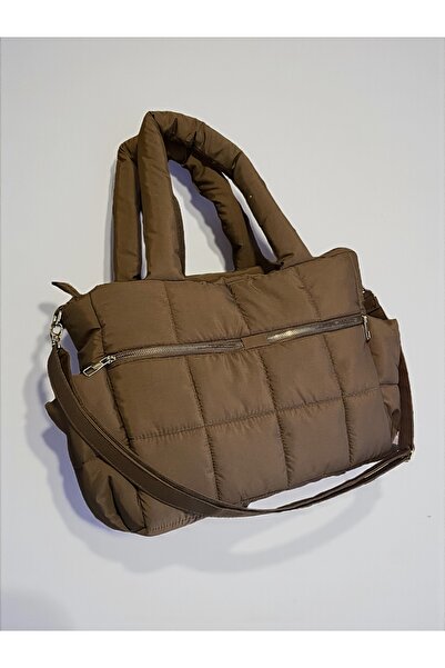 Nuggita Kadın Çanta - Rettangolo Speciale - Su geçirmez Puf Kumaş - Kahverengi