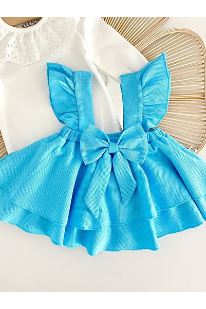 Jammybaby Luana Jile Elbise Fiyonklu %100 Pamuk Dantelli Çıtçıtlı Body Doğumgünü Özelgün Kız Bebek Şık Takım