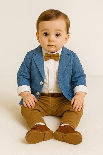 kids republic by meemseen independent طقم بدلة رسمية للأولاد مكون من 4 قطع: بليزر، قميص، ربطة عنق، وبنطال