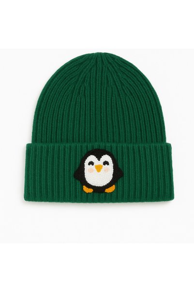 byebruketenci green wool beret penguin punch luxury beret animal print