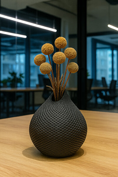 TACTIC Διακοσμητικό βάζο από μαύρη πέτρα |   Μοντέρνα επιτραπέζια γλάστρα |  ...