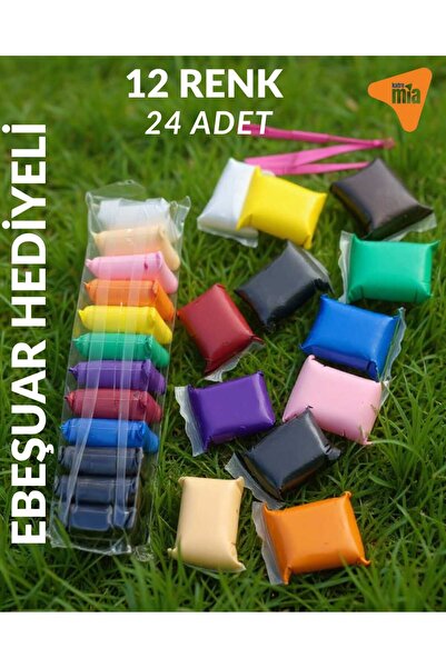 KATREMİA Air-Drying 24-Piece Modeling Clay Soft Clay Date Idea (with Ebeşuar Gift) 2X12=24 Pieces