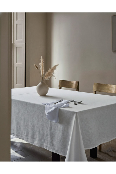 PİKKO HOME LINEN MOALE FIN, ALB ECRU, CU DUBLĂ PĂTRATĂ (K)