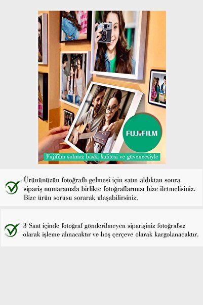 Baskıkafası Wall Sticking Detachable White Frame Set of 6 20X20 cm (Send Photo, Let It Happen)