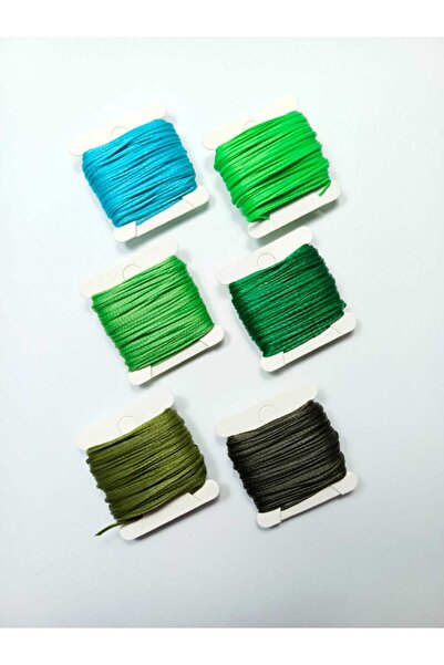 Eskişehir hobi sanat 10 متر 6 ألوان 1 مللي متر حبل مشمع (إجمالي 60 متر) أخضر الألوان قلادة مجوهرات تصميم الوردية سوار الخيط