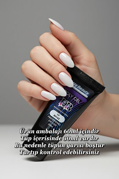 Easy Beauty 30ml Beyaz Protez Tırnak Jeli Poly Jel Evde Kolay Protez Tırnak Y...