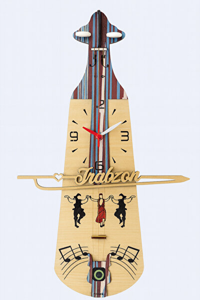 seymenbıçakçılık Saat Başı Çalan kemençe Saat bordo mavi keşan desenli