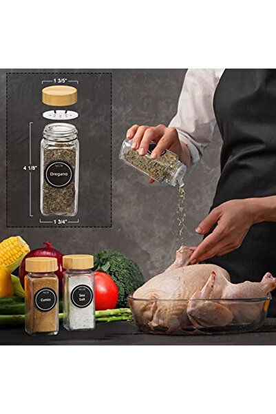 XIUWOO مجموعة مرطبانات توابل زجاجية من 24 قطعة بأغطية معدنية محكمة الإغلاق - 120 مل