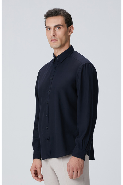 Network Lacivert Yün Karışımlı Gömlek