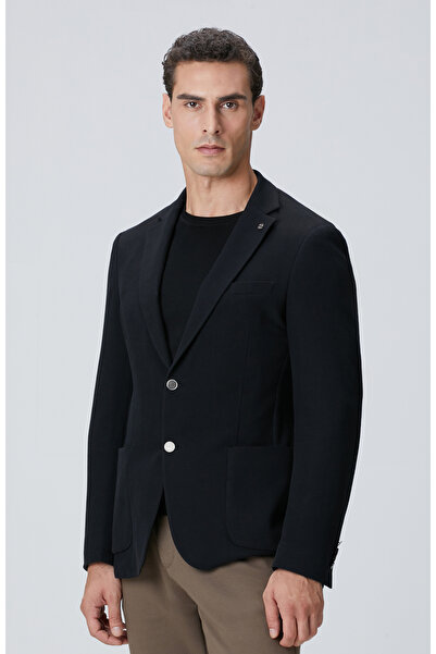 Network Siyah Mona Yaka Metal Düğmeli Örme Blazer Ceket