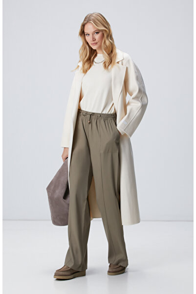 Network Haki İnce Diyagonal Desenli Lyocell Pantolon