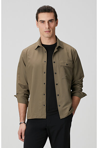 Network N-Tech Haki Gofreli Gömlek