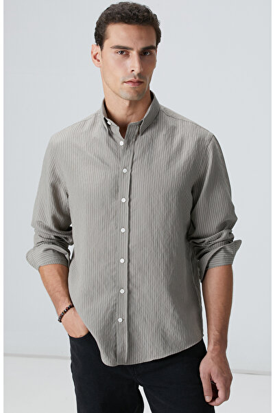 Network Haki Çizgili Gömlek