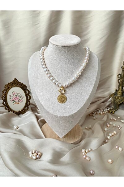 JOVİ ATELİER 50CM - Çeyrek Kulplu Altın Takılabilen Doğal Inci Kolye - 50cm 5...