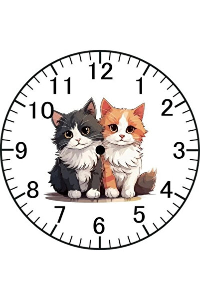 Özcan Tasarım Kedi Model Duvar Saati - Kedili Saat