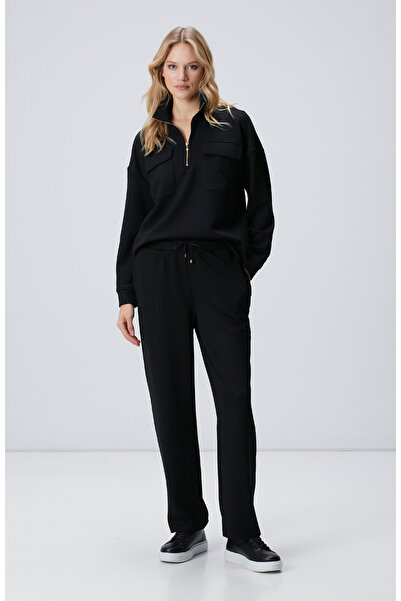 Network Siyah Nervür Detaylı Eşofman