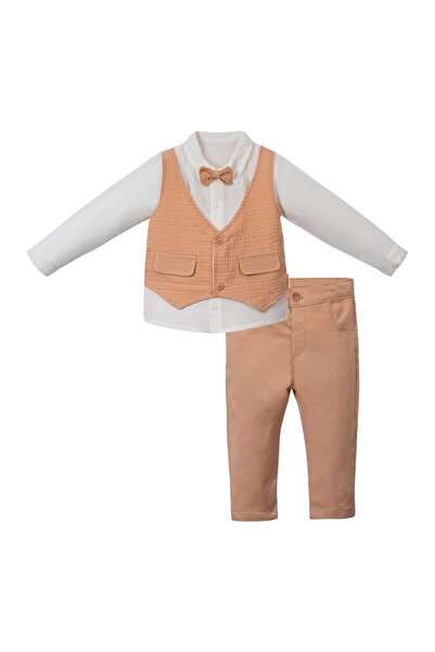 NECİXS BEBEE Vest Shirt Pants Suit Camel