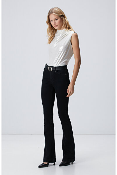 Network Açık Bej Dik Yaka Kolsuz Drape Detaylı Bluz