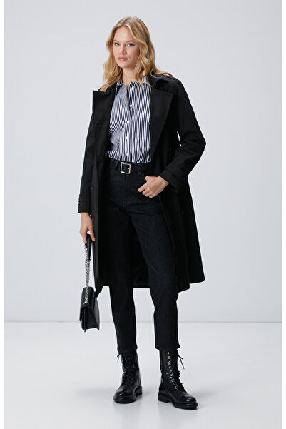 Network Siyah Mom Fit Denim Pantolon