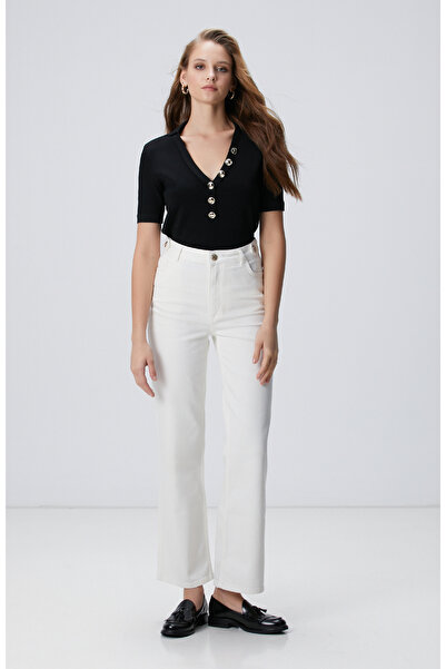 Network Siyah Düğme Detaylı Kazak