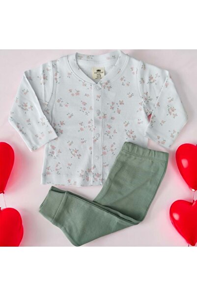 CarnavalKids Flowered Baby Combed Double Set Çağla Yeşil