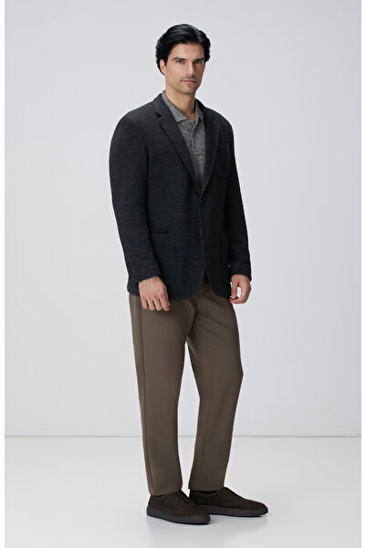 Network Antrasit Yün Karışımlı Örme Ceket