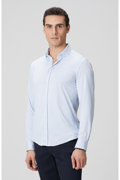 Network N-Tech Mavi Beyaz Çizgili Gömlek