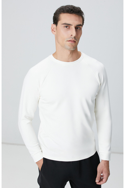 Network Kırık Beyaz Bisiklet Yaka Basic Sweatshirt