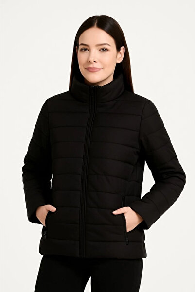 MODA Bomber Mont Jacket – Water Repellent Fabric, Quilted Lining, Zipper Closure, Winter Season - Black