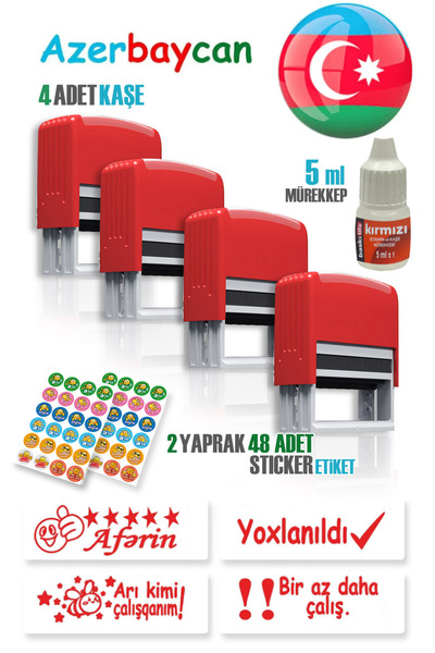 Baskı Life Müellim Möhürü Azerbaycan  - Mürekkeb Hediyyeli Model 2
