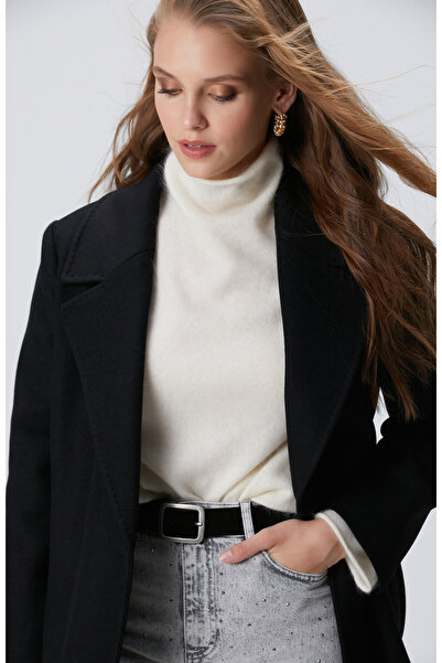 Network Siyah Kaşmir Ve Yün Karışımlı Palto