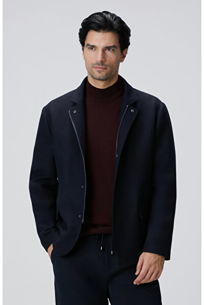 Network Lacivert Yün Karışımlı Ceket